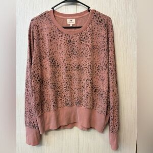 SUNDRY Pink Leopard Print Pullover Sweatshirt Size 3 Large Crewneck